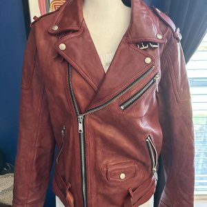 Urban Baron Motorcycle Jacket – Custom Oxblood Red Lamb Leather